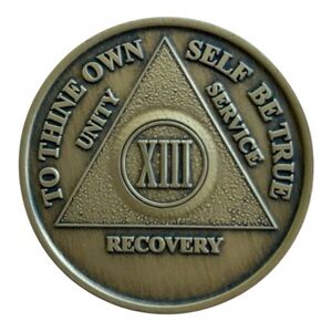 13 Year AA Sobriety Medallion Bronze Recovery Coin Chip XIII